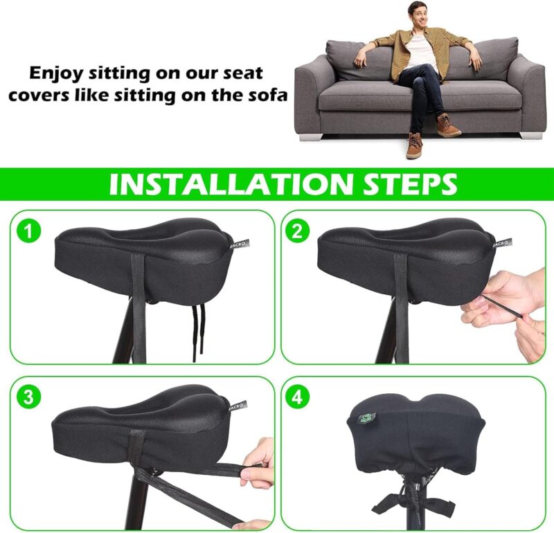 Added: Indoor Bikes Seat - Gel Padded Bike Seat Cover for Men & Women - Image 2